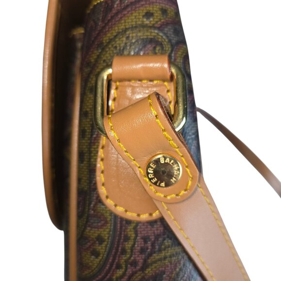 Pierre Balmain Paisley Leather Crossbody Bag Gold Logo Medallion Original Certif - Picture 10 of 10